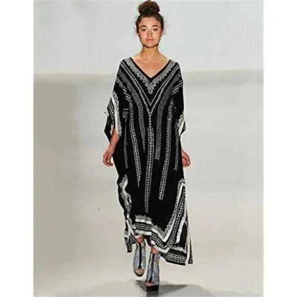 New Women's Long Maxi Cover Up Beach Black - Picture 3 of 6